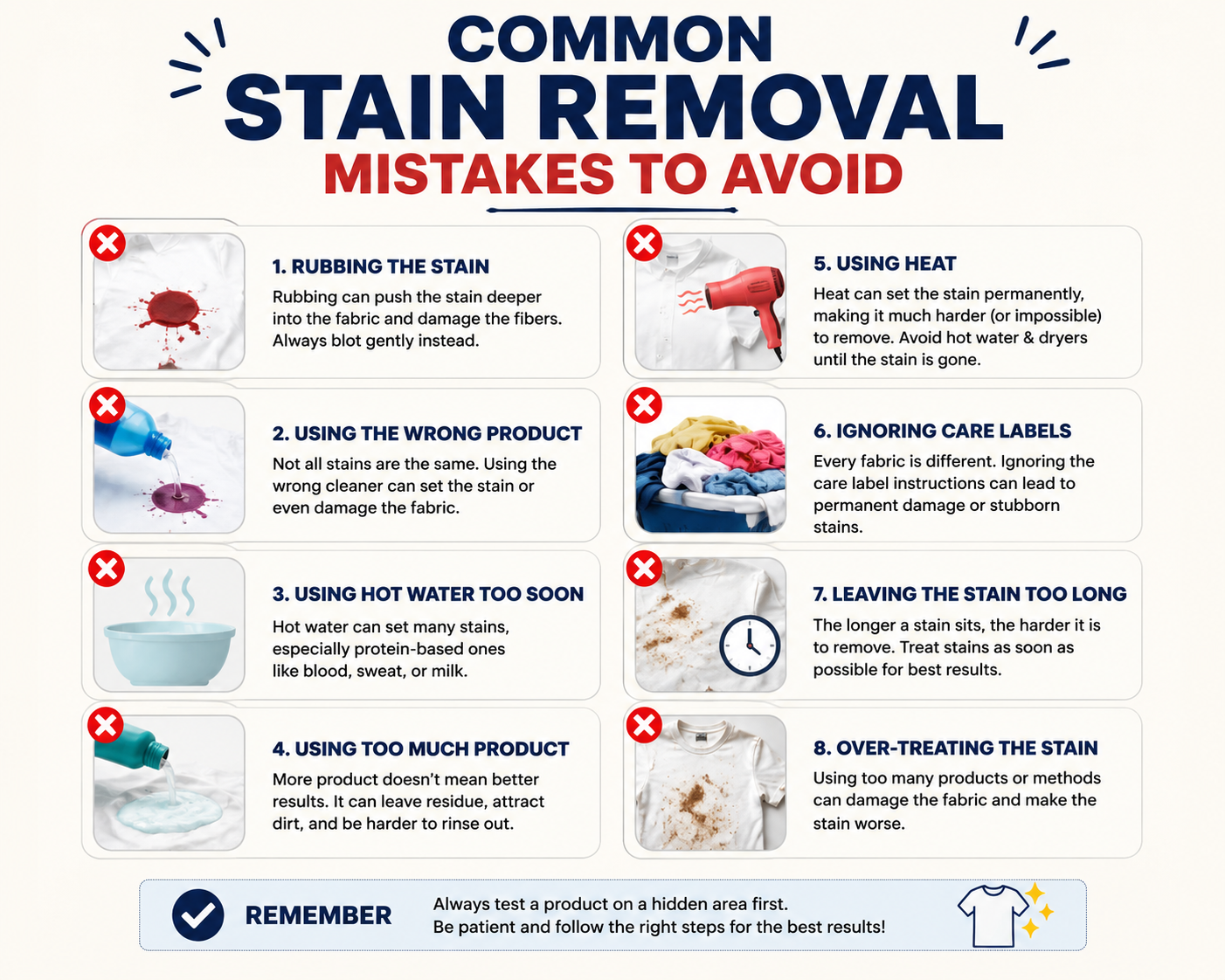 Common Stain Removal Mistakes to Avoid