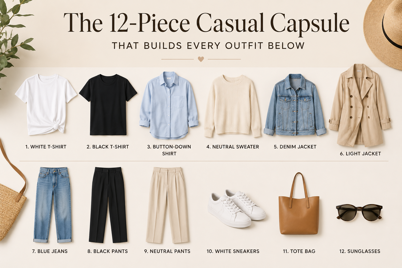 The 12-Piece Casual Capsule That Builds Every Outfit Below