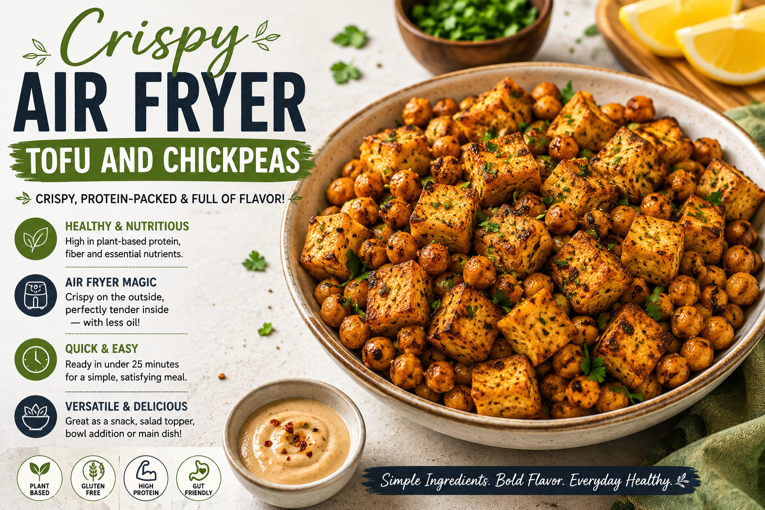 Crispy Air Fryer Tofu and Chickpeas