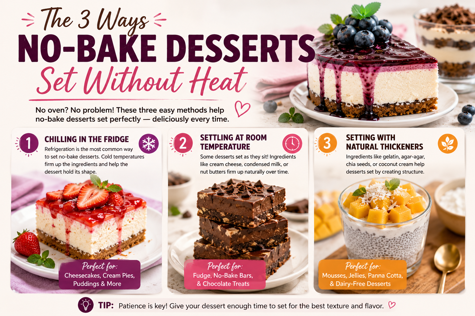 The 3 Ways No-Bake Desserts Set Without Heat