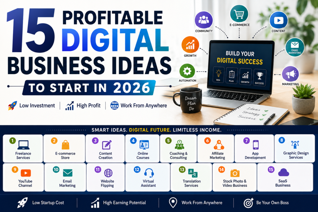 15 Profitable Digital Business Ideas to Start in 2026 [Low Investment Guide]